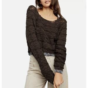 Free People West Palm Sweater Cropped Sweater Chunky knit Boho size M